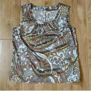 Cute vintage paisley print silk tank top